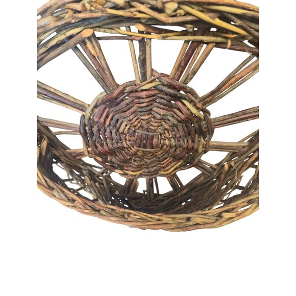 Vintage Wicker Wall Pocket Basket with Sunburst Design Hanging Willow Basket - Picture 5 of 12